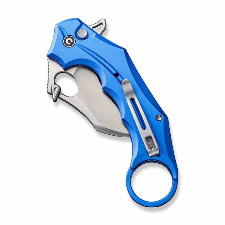 Couteau CIVIVI Incisor II Blue Karambit Lame Acier Nitro-V Manche Alum IKBS Button Lock Clip CIVC16016B2 - Livraison Gratuite