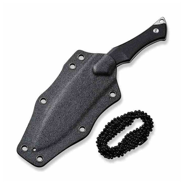 Couteau de Cou CIVIVI Vaquita II Black Lame Kukri Acier Nitro-V Manche G10 Etui Kydex CIVC047C1 - Livraison Gratuite