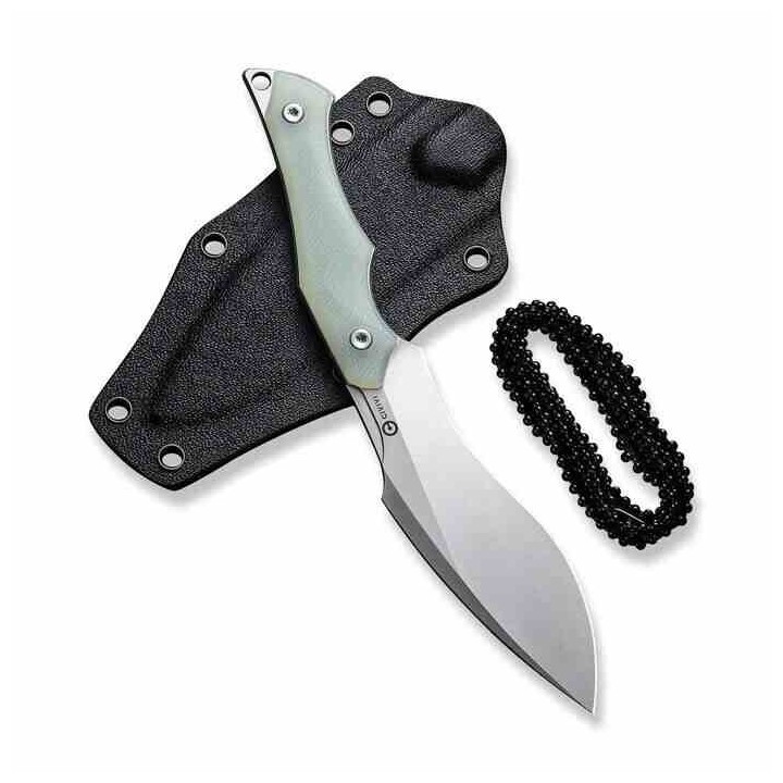 Couteau de Cou CIVIVI Vaquita II Jade Lame Kukri Acier Nitro-V Manche G10 Etui Kydex CIVC047C2 - Livraison Gratuite