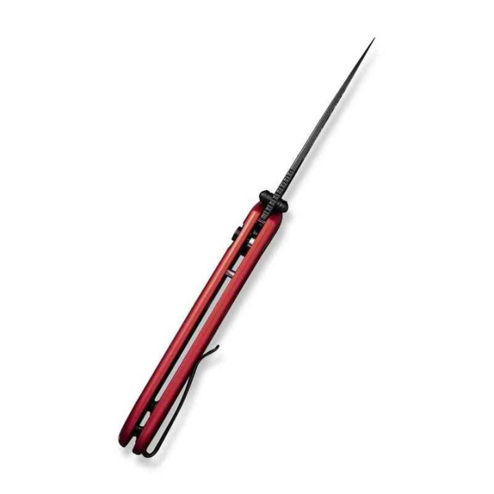 Couteau CIVIVI Qubit Red Manche Aluminum Lame Acier 14C28N IKBS Clip Button Lock CIVC22030E2 - Livraison Gratuite