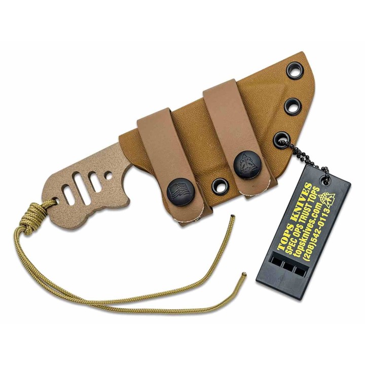 Couteau TOPS FDX 66 Lame Tanto Acier Carbone 1095 Etui Cuir Made In USA TPFDX66 - Livraison Gratuite