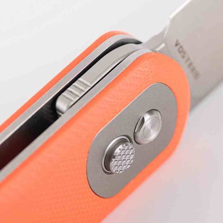 Couteau Vosteed Corgi Pup Trek Lock Orange Manche G10 Lame Acier 14C28N Satin IKBS Clip VOSA0719 - Livraison Gratuite