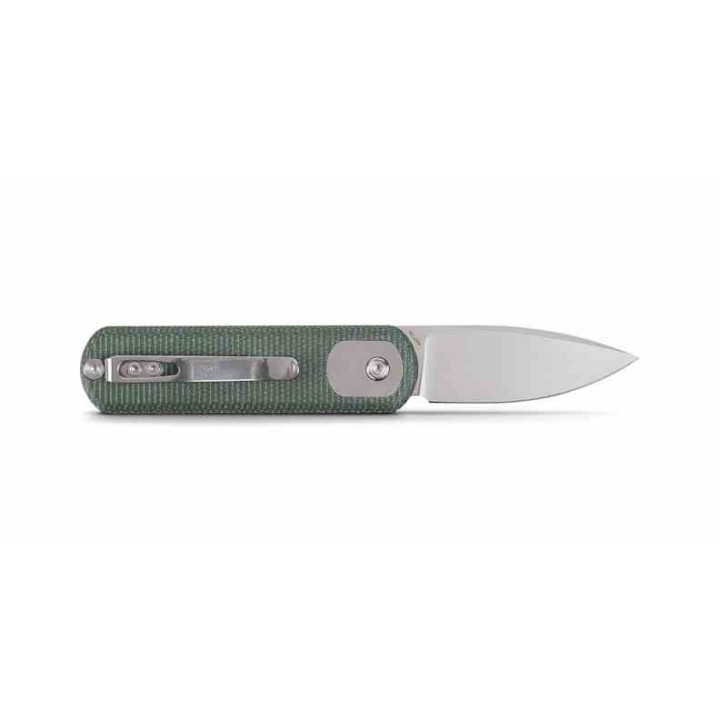 Couteau Vosteed Corgi Pup Trek Lock Green Manche Micarta Lame Acier 14C28N Stonewash IKBS Clip VOSA0720 - Livraison Gratuite