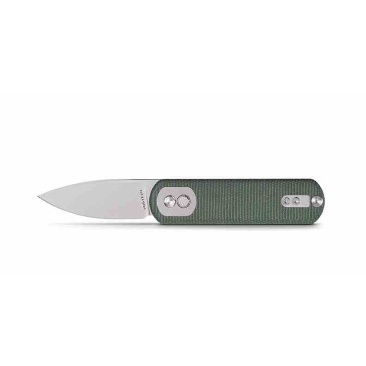 Couteau Vosteed Corgi Pup Trek Lock Green Manche Micarta Lame Acier 14C28N Stonewash IKBS Clip VOSA0720 - Livraison Gratuite