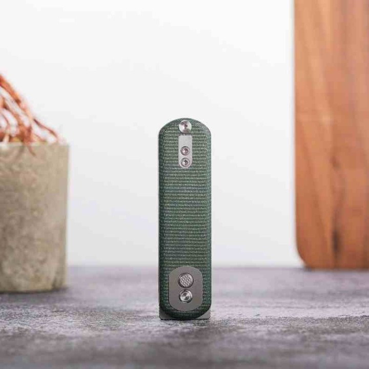 Couteau Vosteed Corgi Pup Trek Lock Green Manche Micarta Lame Acier 14C28N Stonewash IKBS Clip VOSA0720 - Livraison Gratuite