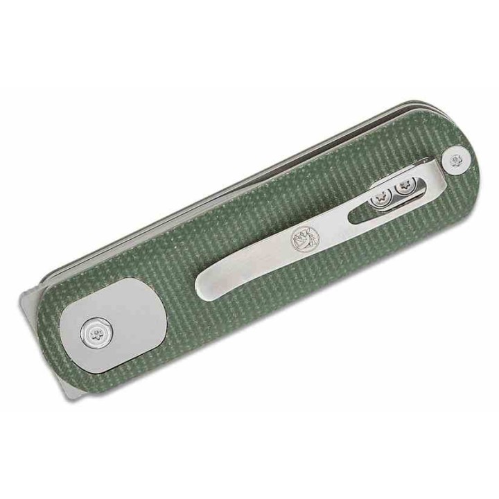 Couteau Vosteed Corgi Pup Trek Lock Green Manche Micarta Lame Acier 14C28N Stonewash IKBS Clip VOSA0720 - Livraison Gratuite