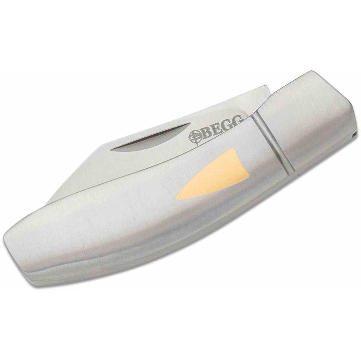 Couteau Begg Knives Traditional Sheepsfoot Small Lame Acier 14C28N Manche Acier Slip Joint BG046 - Livraison Gratuite