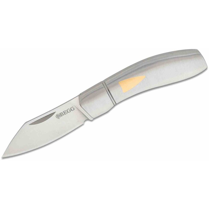 Couteau Begg Knives Traditional Sheepsfoot Small Lame Acier 14C28N Manche Acier Slip Joint BG046 - Livraison Gratuite