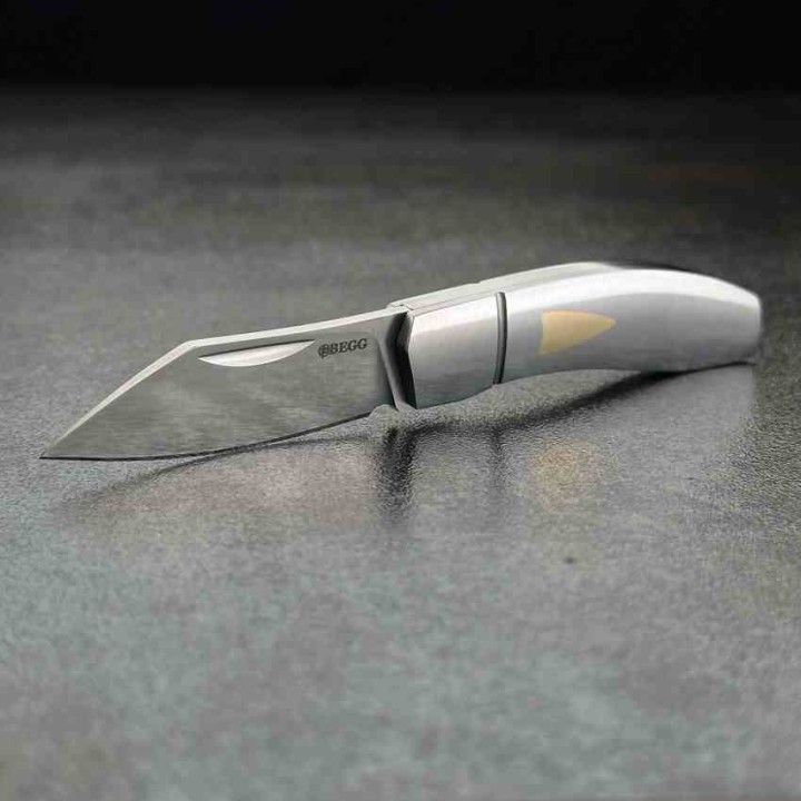 Couteau Begg Knives Traditional Sheepsfoot Small Lame Acier 14C28N Manche Acier Slip Joint BG046 - Livraison Gratuite
