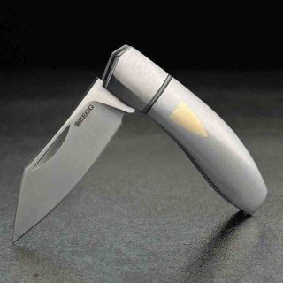 Couteau Begg Knives Traditional Sheepsfoot Small Lame Acier 14C28N Manche Acier Slip Joint BG046 - Livraison Gratuite