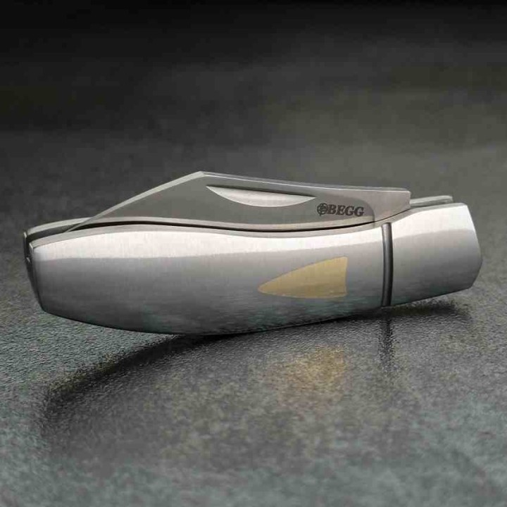 Couteau Begg Knives Traditional Sheepsfoot Small Lame Acier 14C28N Manche Acier Slip Joint BG046 - Livraison Gratuite