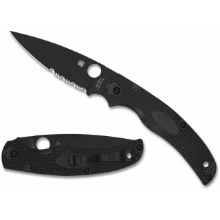 Couteau Spyderco Native Chief Lame Acier CTS-BD1N Combo Black Manche FRN Lockback USA SC244PSBBK - Livraison Gratuite