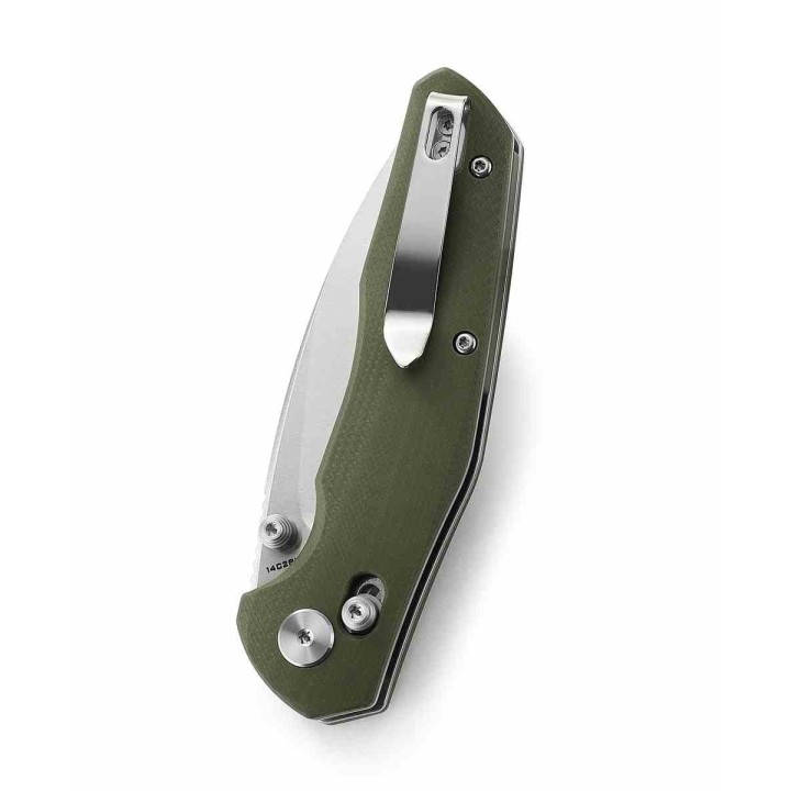 Couteau BESTECHMAN Ronan B-Lock OD Green Lame Acier 14C28N Manche G10 Crossbar Lock Clip BTKMK02B - Livraison Gratuite