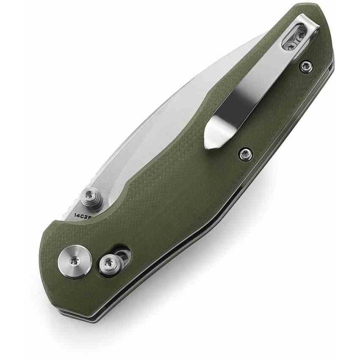 Couteau BESTECHMAN Ronan B-Lock OD Green Lame Acier 14C28N Manche G10 Crossbar Lock Clip BTKMK02B - Livraison Gratuite