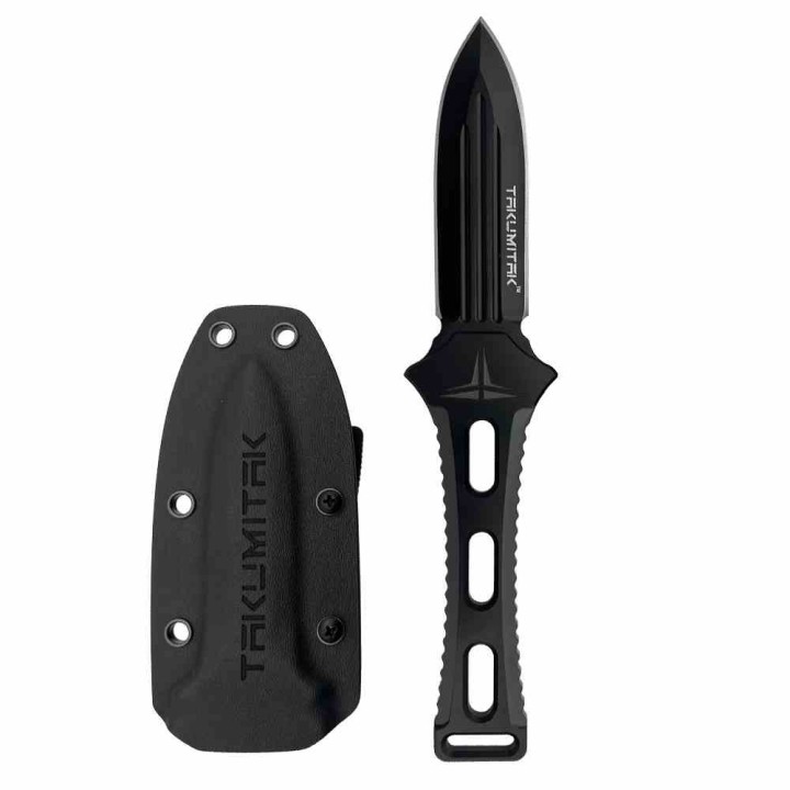 Couteau Dague Takumitak Hidden Anger Black Lame Acier D2 Double Tranchant Manche G10 Etui Kydex TKF205BK - Livraison Gratuite