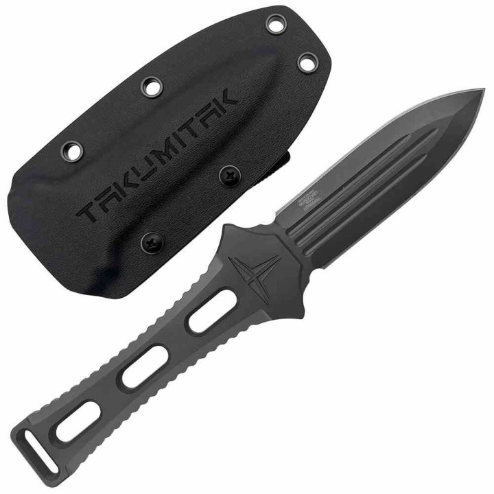 Couteau Dague Takumitak Hidden Anger Gray Lame Acier D2 Double Tranchant Manche G10 Etui Kydex TKF205GY - Livraison Gratuite
