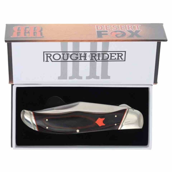 Couteau Rough Ryder Desert Fox Lame Acier 440 Manche Black/Orange G10 RR2307 - Livraison Gratuite