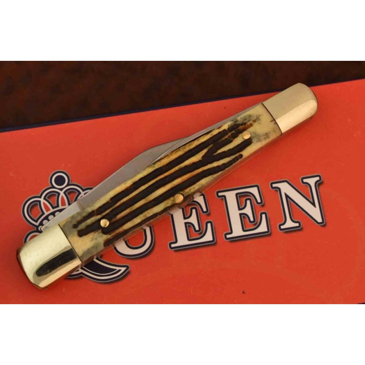 Couteau Queen Half Whittler Winterbottom 2 Lames Acier 440C Manche OS Slip Joint QN47WB - Livraison Gratuite