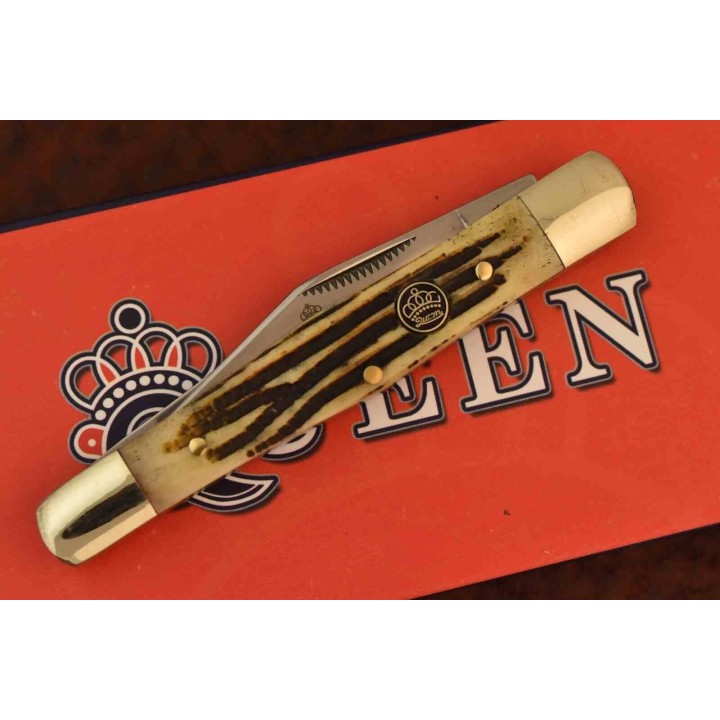 Couteau Queen Half Whittler Winterbottom 2 Lames Acier 440C Manche OS Slip Joint QN47WB - Livraison Gratuite