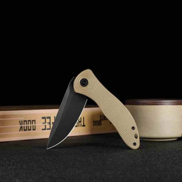 Couteau CIVIVI Synergy 3 Lame Drop Point Acier Nitro-V Manche G10 Tan IKBS Linerlock Clip CIVC20075D2 - Livraison Gratuite