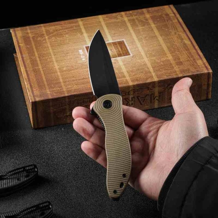Couteau CIVIVI Synergy 3 Lame Drop Point Acier Nitro-V Manche G10 Tan IKBS Linerlock Clip CIVC20075D2 - Livraison Gratuite