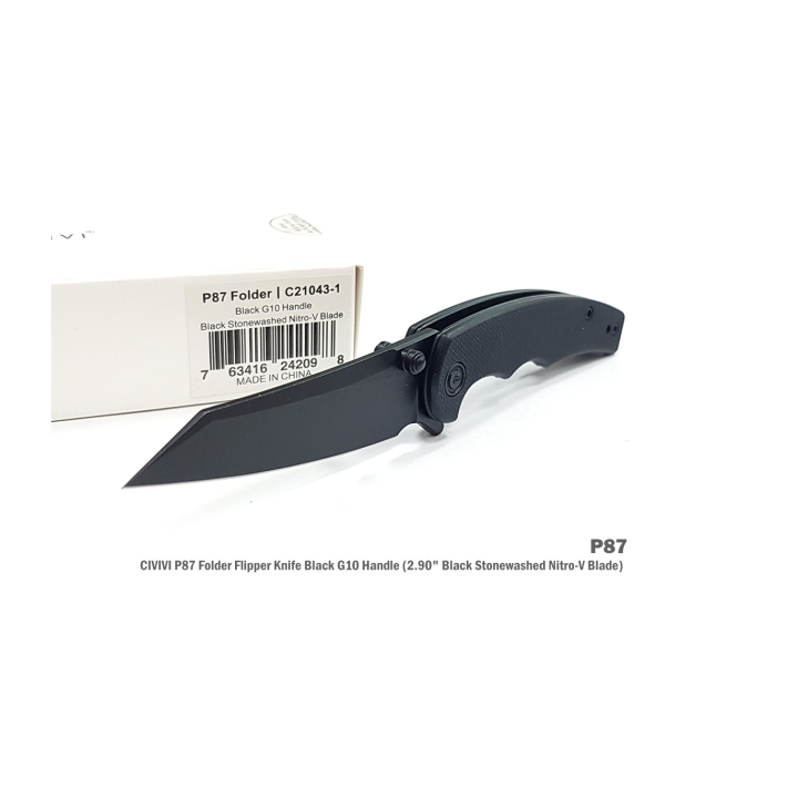 Couteau CIVIVI P87 Black Manche G10 Lame Tanto Reverse Nitro-V IKBS Linerlock CLip CIVC210431 - Livraison Gratuite