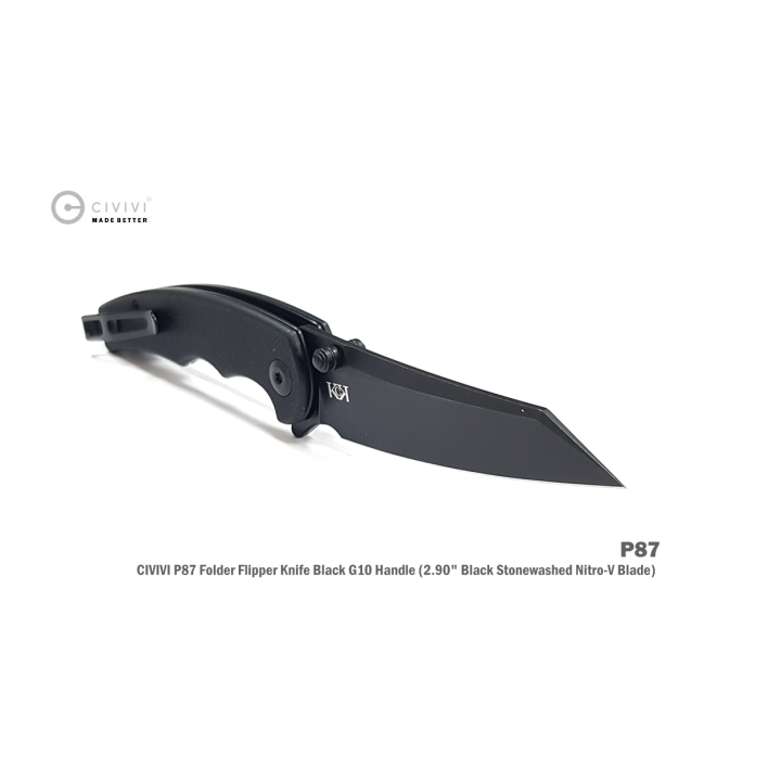 Couteau CIVIVI P87 Black Manche G10 Lame Tanto Reverse Nitro-V IKBS Linerlock CLip CIVC210431 - Livraison Gratuite