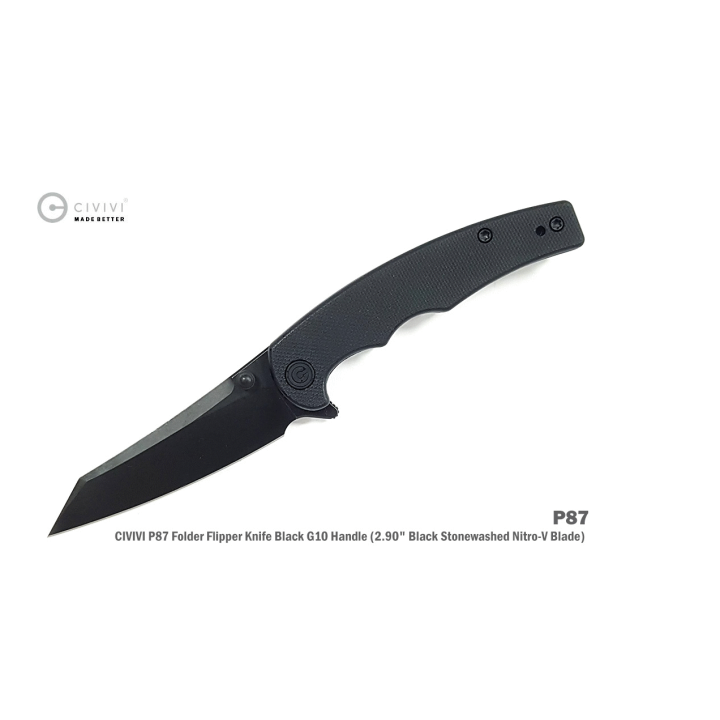 Couteau CIVIVI P87 Black Manche G10 Lame Tanto Reverse Nitro-V IKBS Linerlock CLip CIVC210431 - Livraison Gratuite