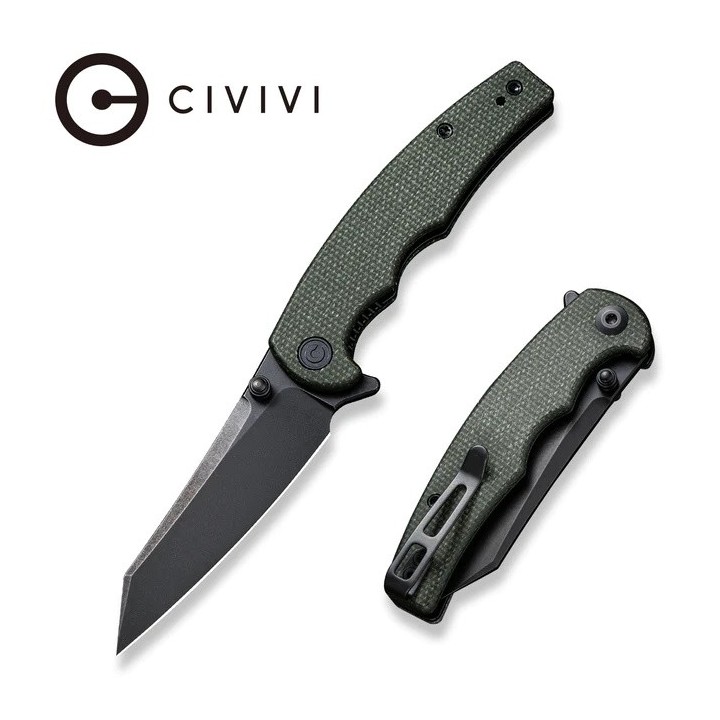 Couteau CIVIVI P87 Green Manche Micarta Lame Tanto Reverse Nitro-V IKBS Linerlock CLip CIVC210433 - Livraison Gratuite