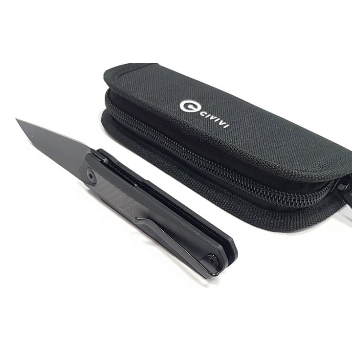 Couteau CIVIVI Ki-V Plus Black Manche G10/FCarbone Lame Acier Nitro-V IKBS Linerlock Clip CIVC20005B3 - Livraison Gratuite
