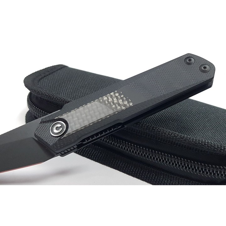 Couteau CIVIVI Ki-V Plus Black Manche G10/FCarbone Lame Acier Nitro-V IKBS Linerlock Clip CIVC20005B3 - Livraison Gratuite