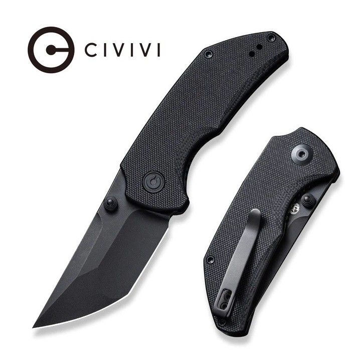 Couteau CIVIVI Thug 2 Black Lame Tanto Acier Nitro-V Black Manche G10 IKBS Linerlock Clip CIVC20028C1 - Livraison Gratuite