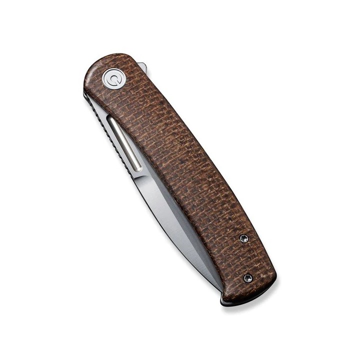 Couteau CIVIVI Cetos Brown Lame Acier 14C28N Manche Micarta IKBS Linerlock Clip CIVC21025B1 - Livraison Gratuite