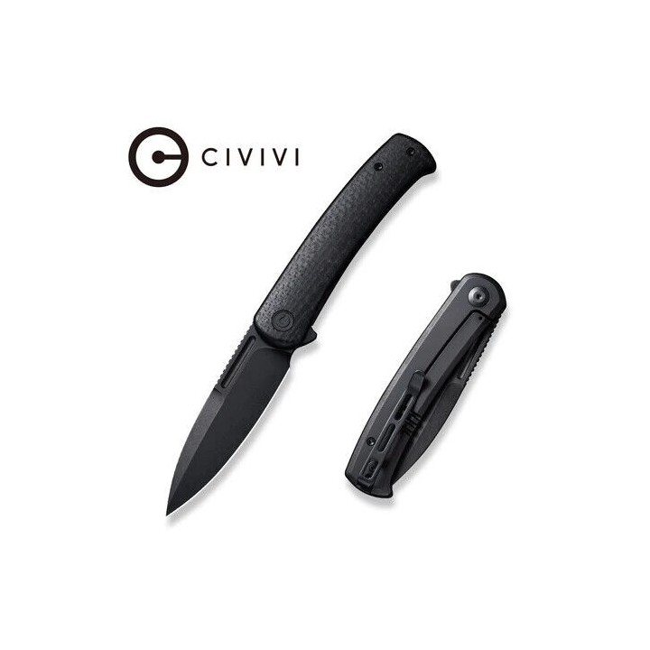 Couteau CIVIVI Cetos Black Lame Acier 14C28N Manche Micarta IKBS Linerlock Clip CIVC21025B2 - Livraison Gratuite