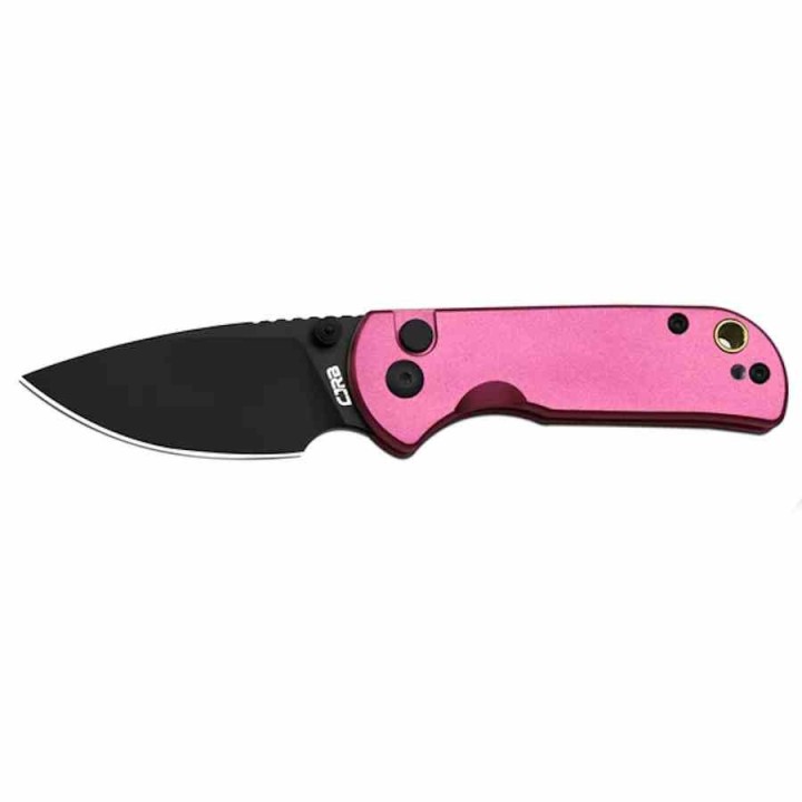 Couteau CJRB Mica Pink Lame Acier AR-RPM9 Black PVD Manche Aluminum Button Lock IKBS Clip J1934BPK - Livraison Gratuite