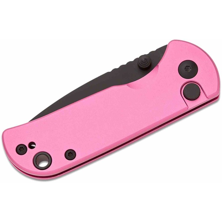Couteau CJRB Mica Pink Lame Acier AR-RPM9 Black PVD Manche Aluminum Button Lock IKBS Clip J1934BPK - Livraison Gratuite