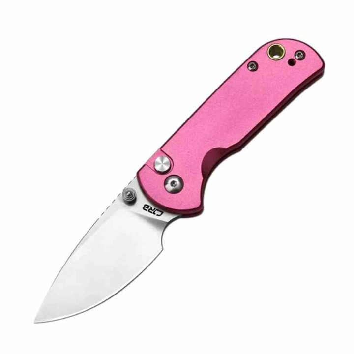 Couteau CJRB Mica Pink Lame Acier AR-RPM9 Satin Manche Aluminum Button Lock IKBS Clip J1934PK - Livraison Gratuite