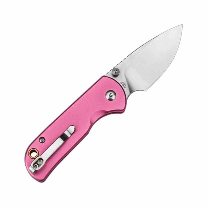 Couteau CJRB Mica Pink Lame Acier AR-RPM9 Satin Manche Aluminum Button Lock IKBS Clip J1934PK - Livraison Gratuite