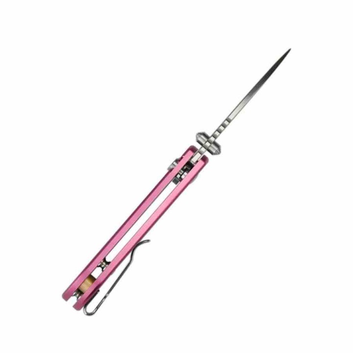 Couteau CJRB Mica Pink Lame Acier AR-RPM9 Satin Manche Aluminum Button Lock IKBS Clip J1934PK - Livraison Gratuite
