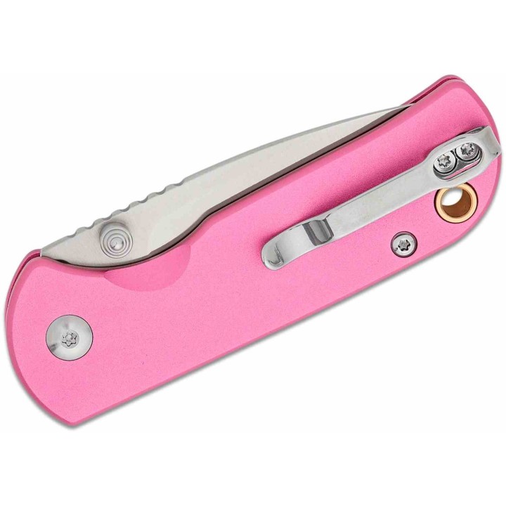 Couteau CJRB Mica Pink Lame Acier AR-RPM9 Satin Manche Aluminum Button Lock IKBS Clip J1934PK - Livraison Gratuite