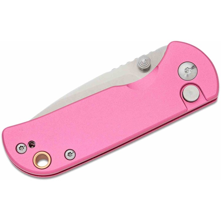 Couteau CJRB Mica Pink Lame Acier AR-RPM9 Satin Manche Aluminum Button Lock IKBS Clip J1934PK - Livraison Gratuite