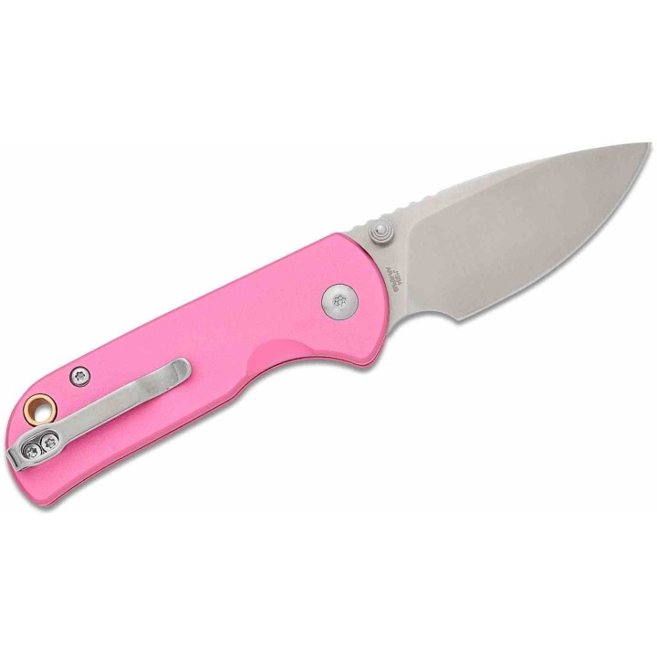 Couteau CJRB Mica Pink Lame Acier AR-RPM9 Satin Manche Aluminum Button Lock IKBS Clip J1934PK - Livraison Gratuite