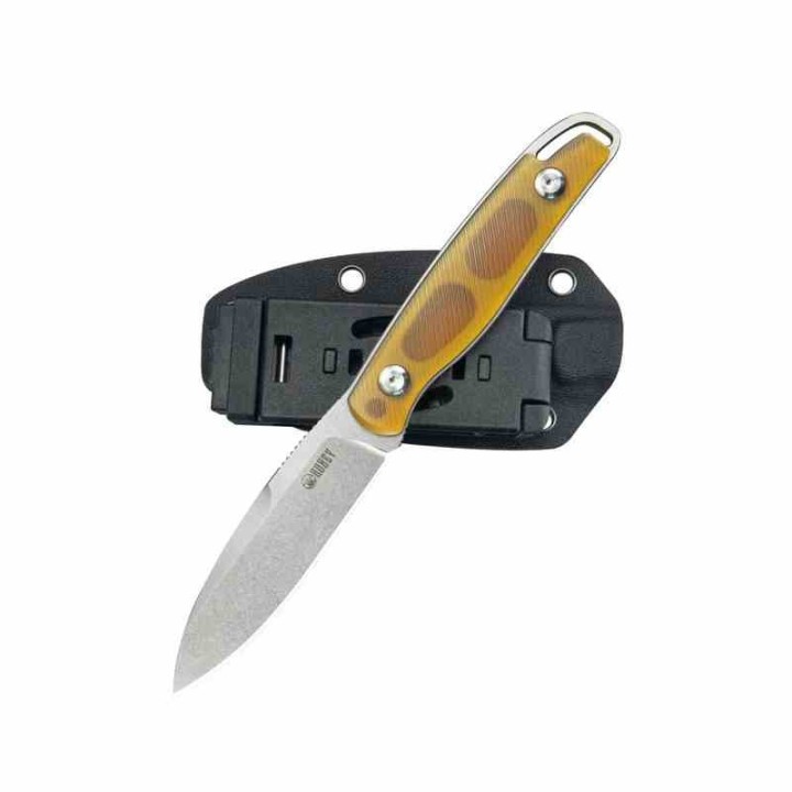Couteau Kubey Dust Devil Yellow Manche Ultem Lame Acier 14C28N Beadblast Etui Kydex KUB357C - Livraison Gratuite