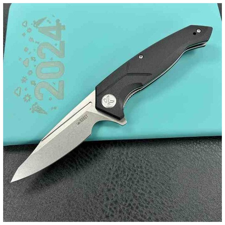 Couteau Kubey RBC-1 Outdoor Black Manche G10 Lame Acier 14C28N Beadblast IKBS Linerlock Clip KUB373A - Livraison Gratuite