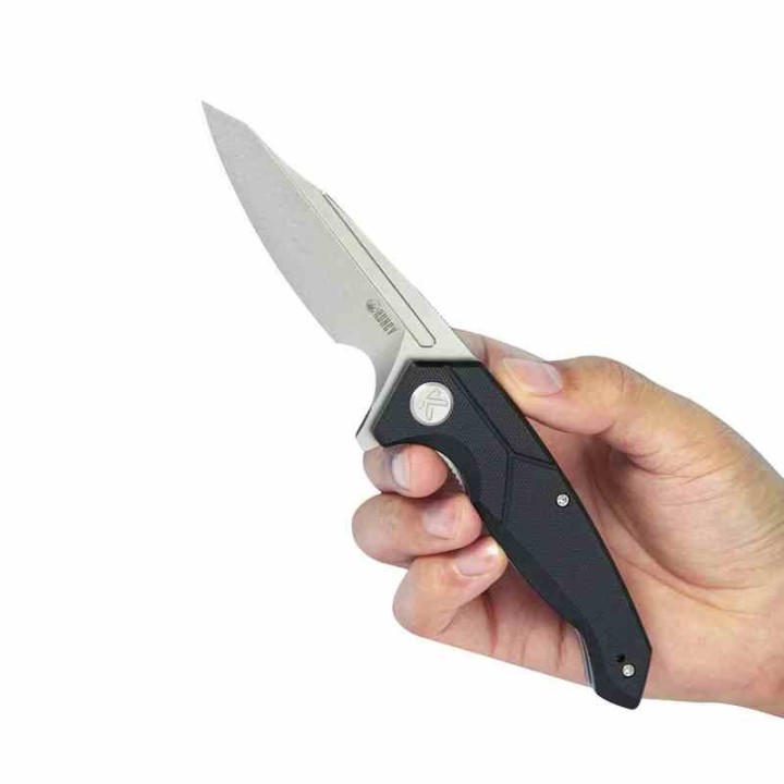 Couteau Kubey RBC-1 Outdoor Black Manche G10 Lame Acier 14C28N Beadblast IKBS Linerlock Clip KUB373A - Livraison Gratuite