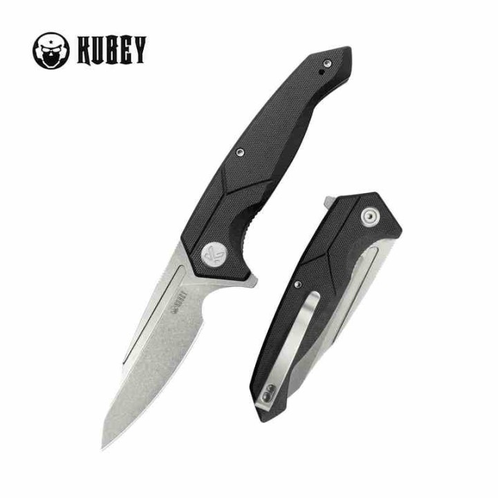 Couteau Kubey RBC-1 Outdoor Black Manche G10 Lame Acier 14C28N Beadblast IKBS Linerlock Clip KUB373A - Livraison Gratuite