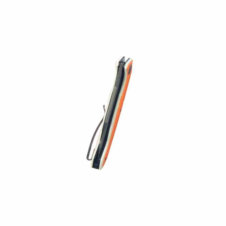 Couteau Kubey RBC-1 Outdoor Orange Manche G10 Lame Acier 14C28N Blackwash IKBS Linerlock Clip KUB373B - Livraison Gratuite