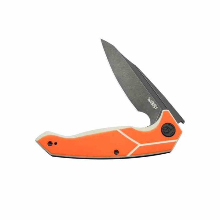 Couteau Kubey RBC-1 Outdoor Orange Manche G10 Lame Acier 14C28N Blackwash IKBS Linerlock Clip KUB373B - Livraison Gratuite
