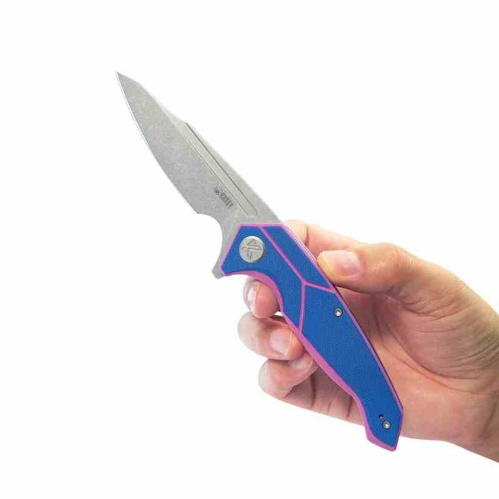 Couteau Kubey RBC-1 Outdoor Blue Pink Manche G10 Lame Acier 14C28N Beadblast IKBS Linerlock Clip KUB373C - Livraison Gratuite