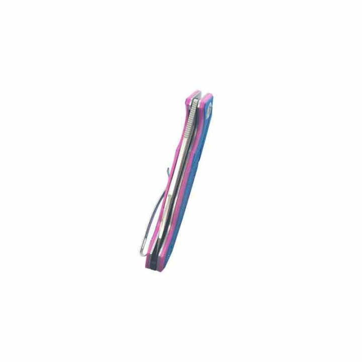 Couteau Kubey RBC-1 Outdoor Blue Pink Manche G10 Lame Acier 14C28N Beadblast IKBS Linerlock Clip KUB373C - Livraison Gratuite